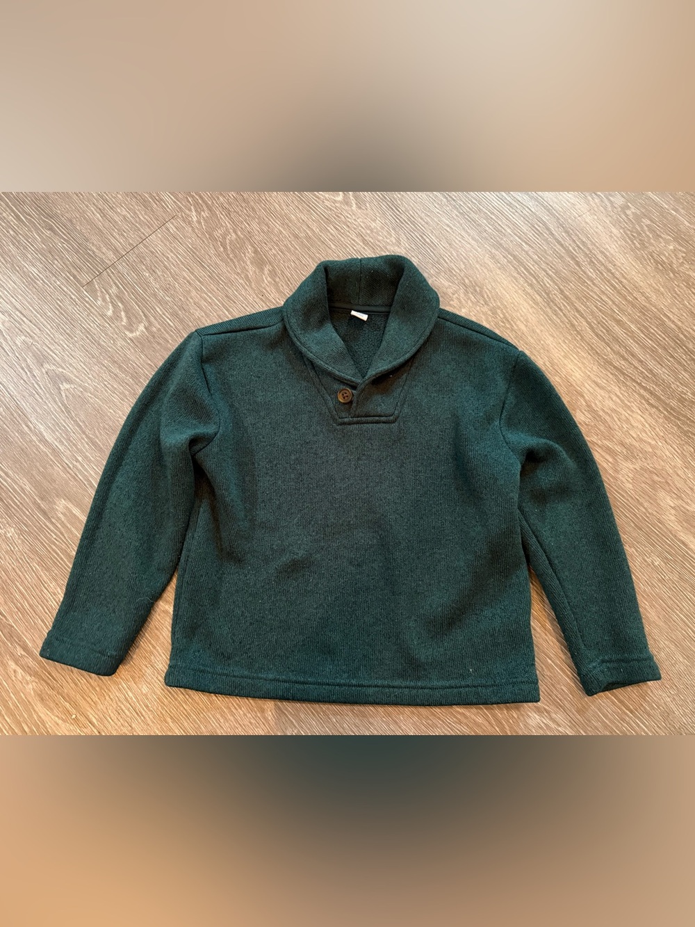 Boys Dark Green Shawl Collar Pullover Sweater